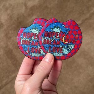 Hope Dream Love Ocean Car Coaster Set | Car Accessories